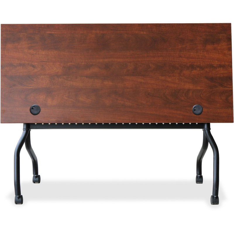 Cherry Wood Flip Top Training Table with Black Metal Base