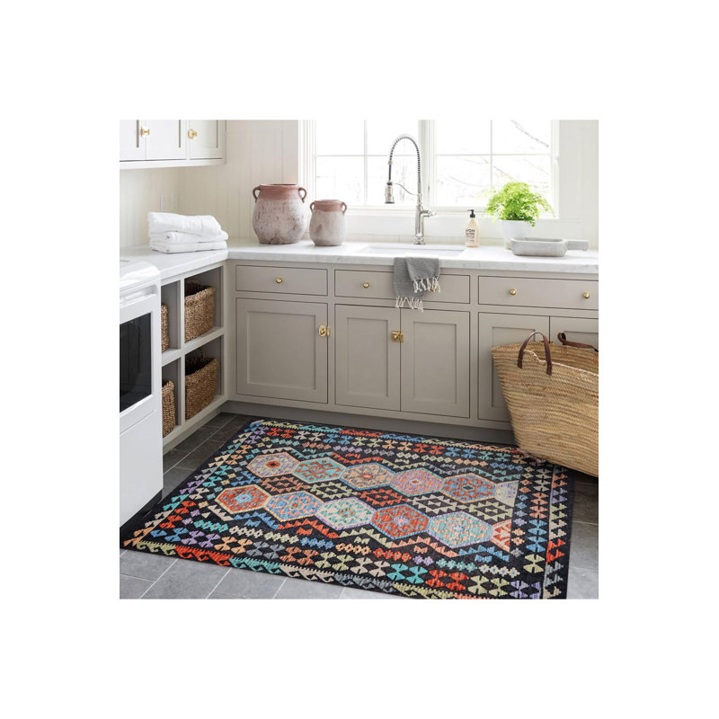 Tapis multicolore à motifs géométriques scandinaves, Tapis de couloir 3 pi 3 po x 6 pi 7 po