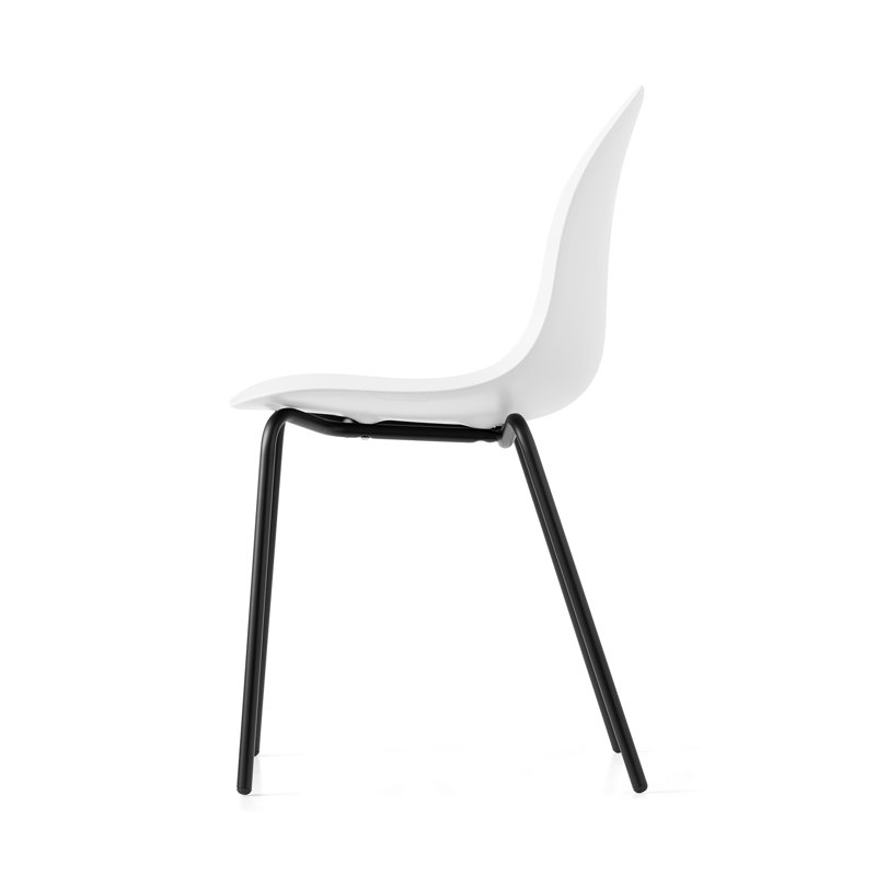 Academy Armless Chair with Metal Frame, Optic White/Matte Taupe