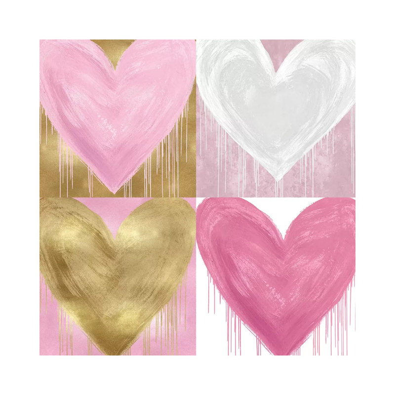 «Big Hearted Quartet II» par Lindsay Rodgers, reproduction d'art sur toile tendue, H 12 po x l 12 po x P 0,75 po