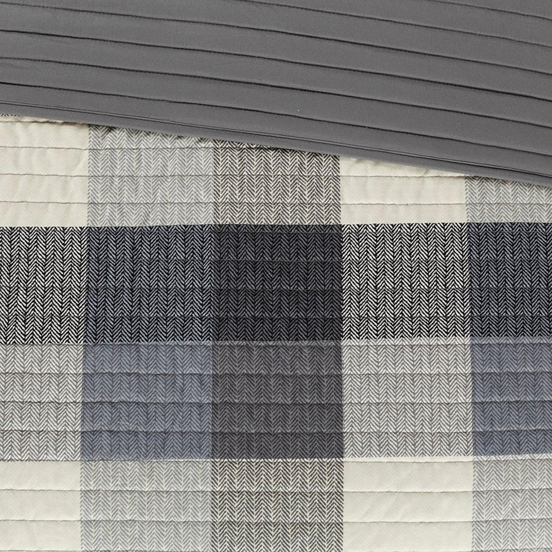 Ensemble de courtepointe réversible en polyester 6 pièces, Courtepointe double + 5 pièces supplémentaires, Gris