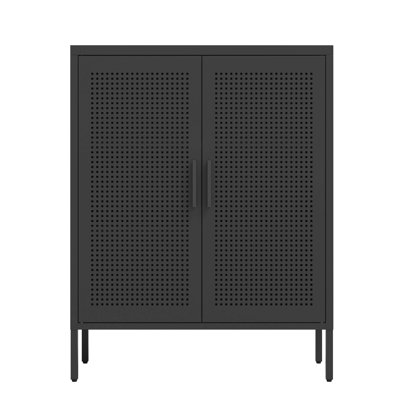 Metal Storage Cabinet With 2 Doors And 2 Adjustable Shelves, Steel Storage Cabinet, Metal File Cabinet For Home Office School Gym