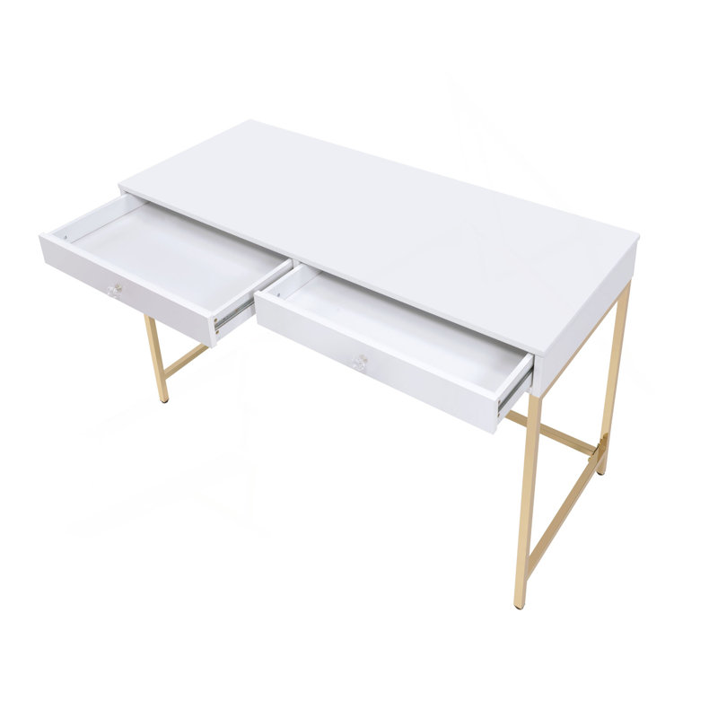 Bureau d'écriture rectangulaire sophistiqué avec rangement pratique pour un espace de travail moderne, Blanc