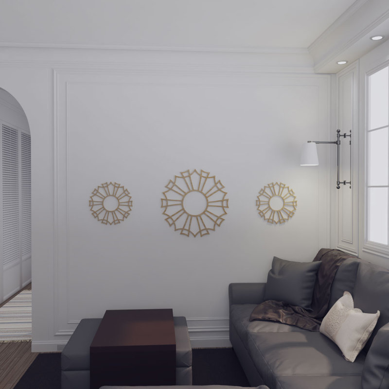 Médaillon de plafond en bois Augustus, Noyer blanc, H 34 po x l 34 po x P 0,38 po