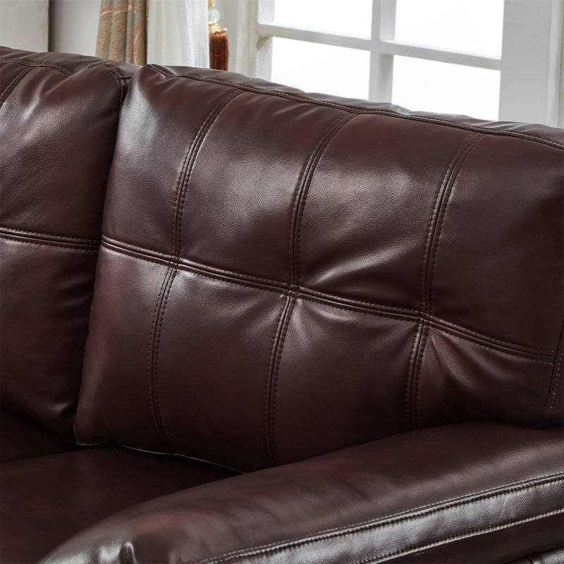 Causeuse 59 po avec rangement spacieux, Burgundy Faux Leather