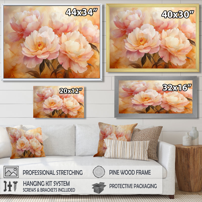 Ilmari - Floral Oversized Canvas Prints, Floater Framed Print, Cream, 24" H x 32" W