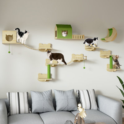  Meuble mural pour chat en bois de pin
