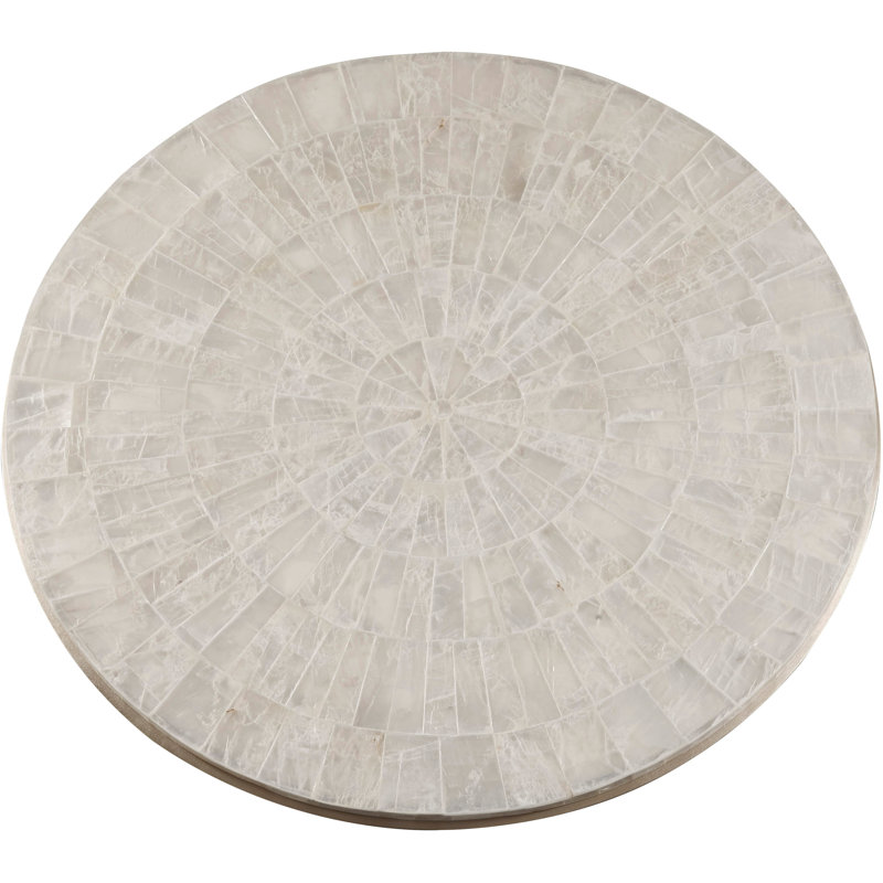Round Stone Top Cocktail Table With Decorative Metal Base