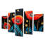 Quatre coquelicots seuls dans la nuit - art mural coquelicot 5 pièces