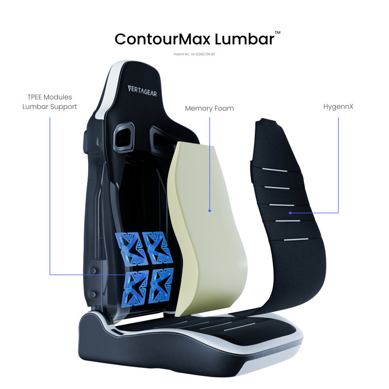 Vertagear Adjustable Armrest and Adjustable Headrest PC & Racing Game Chair, Black/White