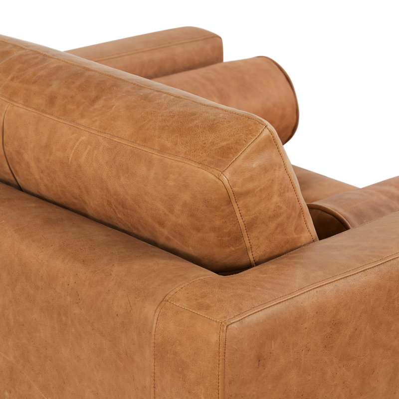 Napa Full-Grain Genuine Leather Lounge Chair, Cognac Tan Genuine Leather