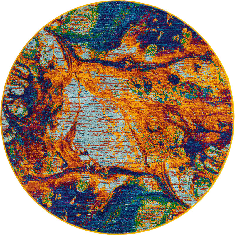 Malaija Abstract Indoor Rug, Round 5'3"