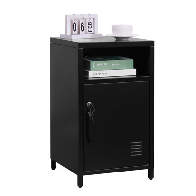 Katarra 26'' Tall Metal Nightstand Storage Cabinets With Lock