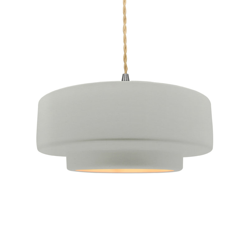 Luminaire suspendu à 1 lumière Meydan, H 5,25 po x l 14,5 po x P 14,5 po, Blanc mat / or champagne, Nickel brossé