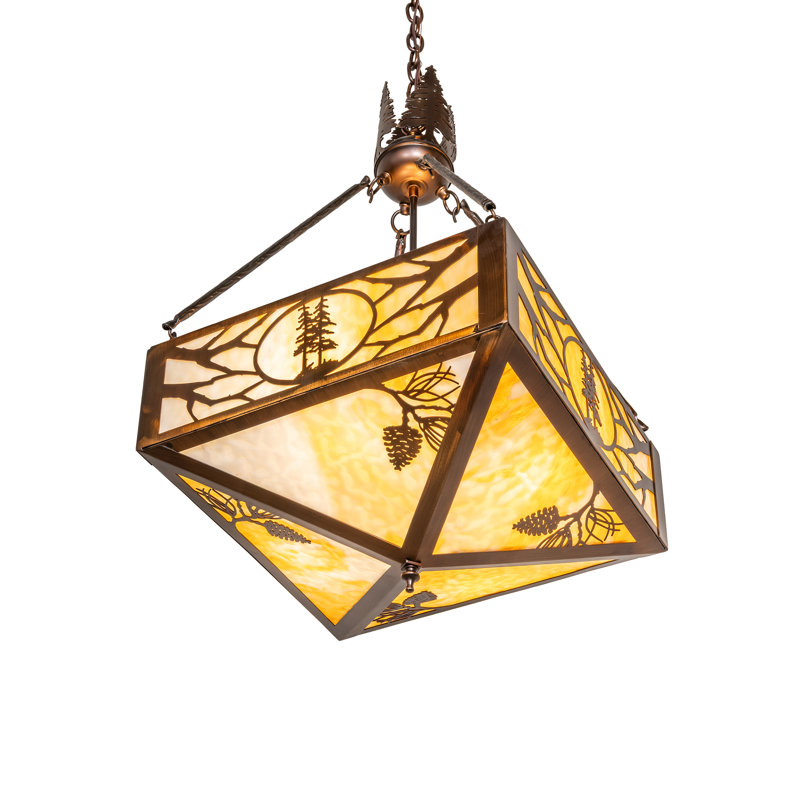 18" Square Balsam Pine Inverted Pendant