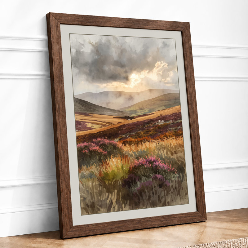 Storm Across Highland Scandinavian - Framed Print, A2 - 59.4 x 42.0 cm, Walnut