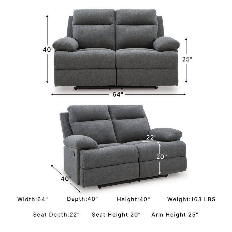 Needham Reclining Loveseat, Gray