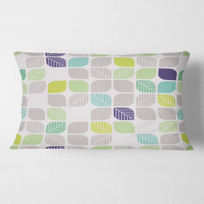 Geometric pattern with leaves - Mid-Century ModernPrinted Throw Pillow