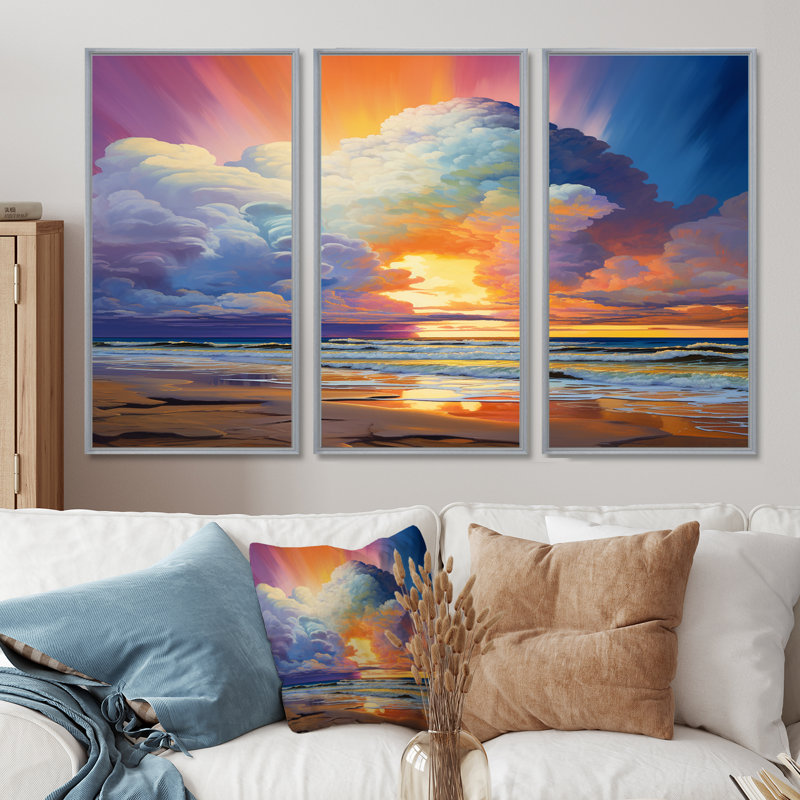 Ensemble de salon Royster - Beach & Ocean Wall Art, Encadrement argenté, H 32 po x l 48 po x P 1 po