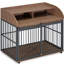 Élégant cage de dégagement pour chien brun - roues verrouillables, rangement double couche pour chiens de taille moyenne, chenil spacieux adapté