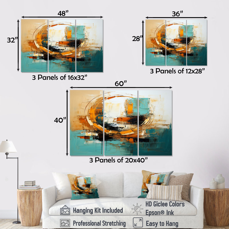 Conelia - ensemble d'art mural abstrait, Toile tendue, H 32 po x l 48 po x P 1 po