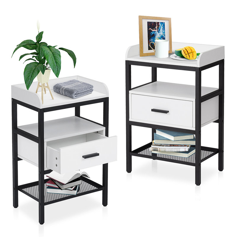 Vierling 15.75'' W Nightstand, White, Set of 2