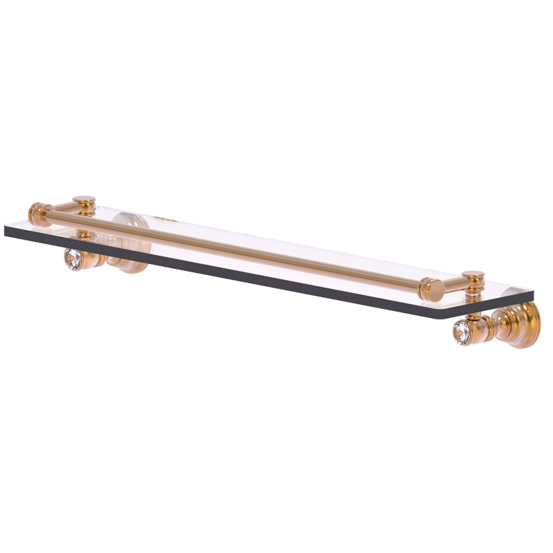 Étagère murale en verre de cristal Freyja, H 3,3 po x l 22 po x P 5,54 po, Bronze brossé