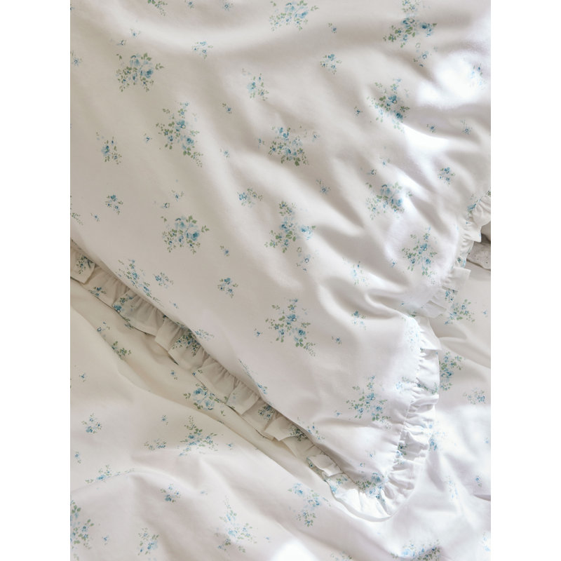 Floral Duvet Cover Set, Super King Duvet Cover Set + 2 Pillowcases, White/Blue Floral
