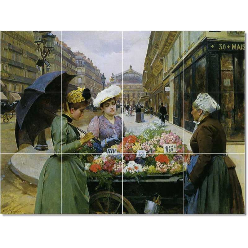 Carreau de céramique décorative 24 po x 18 po 6 po x 6 po, Louis Louis Schryver, femme, peinture W23138