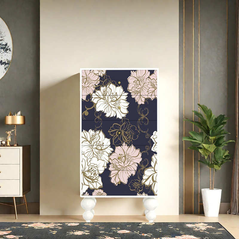 Commode 19,7 po, Blanc/mauve