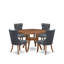 L'ensemble de table de salle à manger moderne 5 pièces comprend une table de cuisine et 4 chaises de salle à manger en tissu de polyester gris platine avec dossier capitonné - Finition noyer antique-71712516