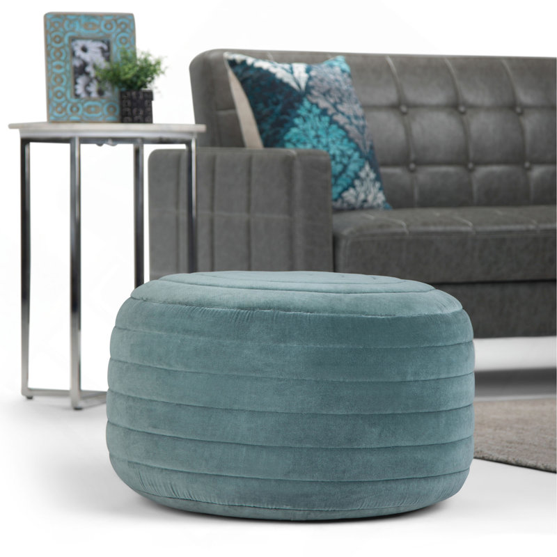 Vivienne - Round Pouf - Turquoise