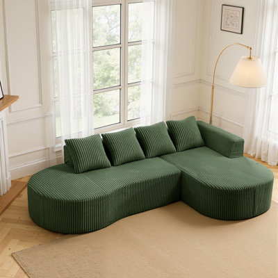 113.4" Modern Curved Cloud Couch, Chenille Boneless Couches For Living Room With Deep Seat, Memory Foam Compressed Modular Sectional Sofa, No Assembly