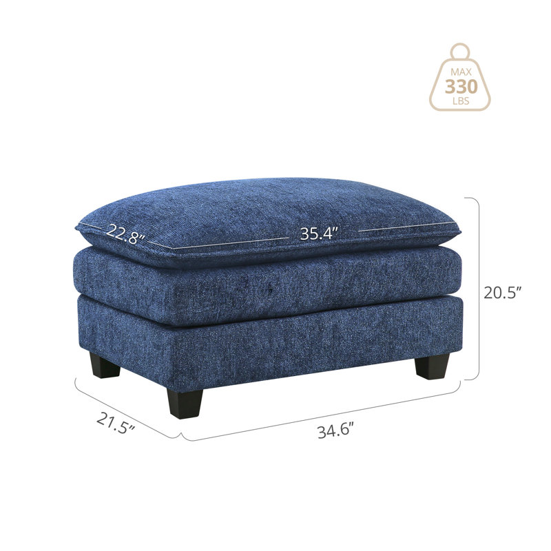 Upholstered Rectangle Ottoman, Blue