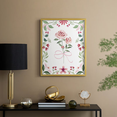 «Pretty» en rose, reproduction encadrée - bois massif