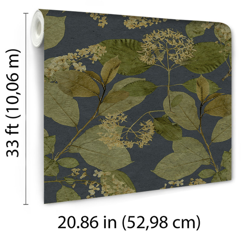 Papier peint bleu minuit Castanum Bloom, Marine