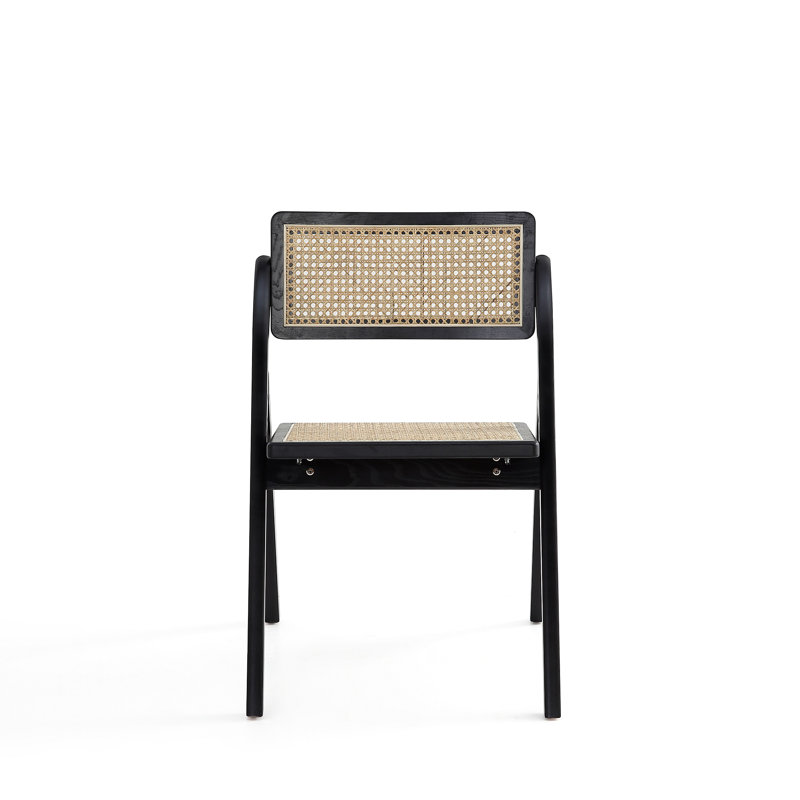 Moses Folding Dining Chair In Cane, Black, 2