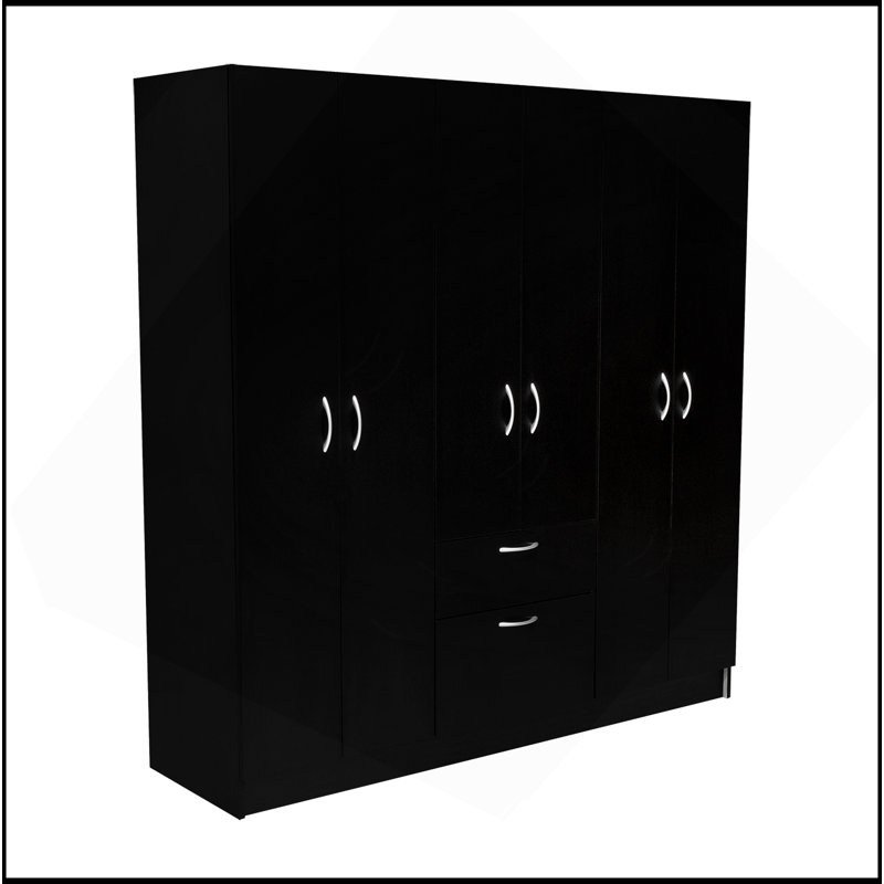 Armoire six portes Maya, chambre, noir / blanc