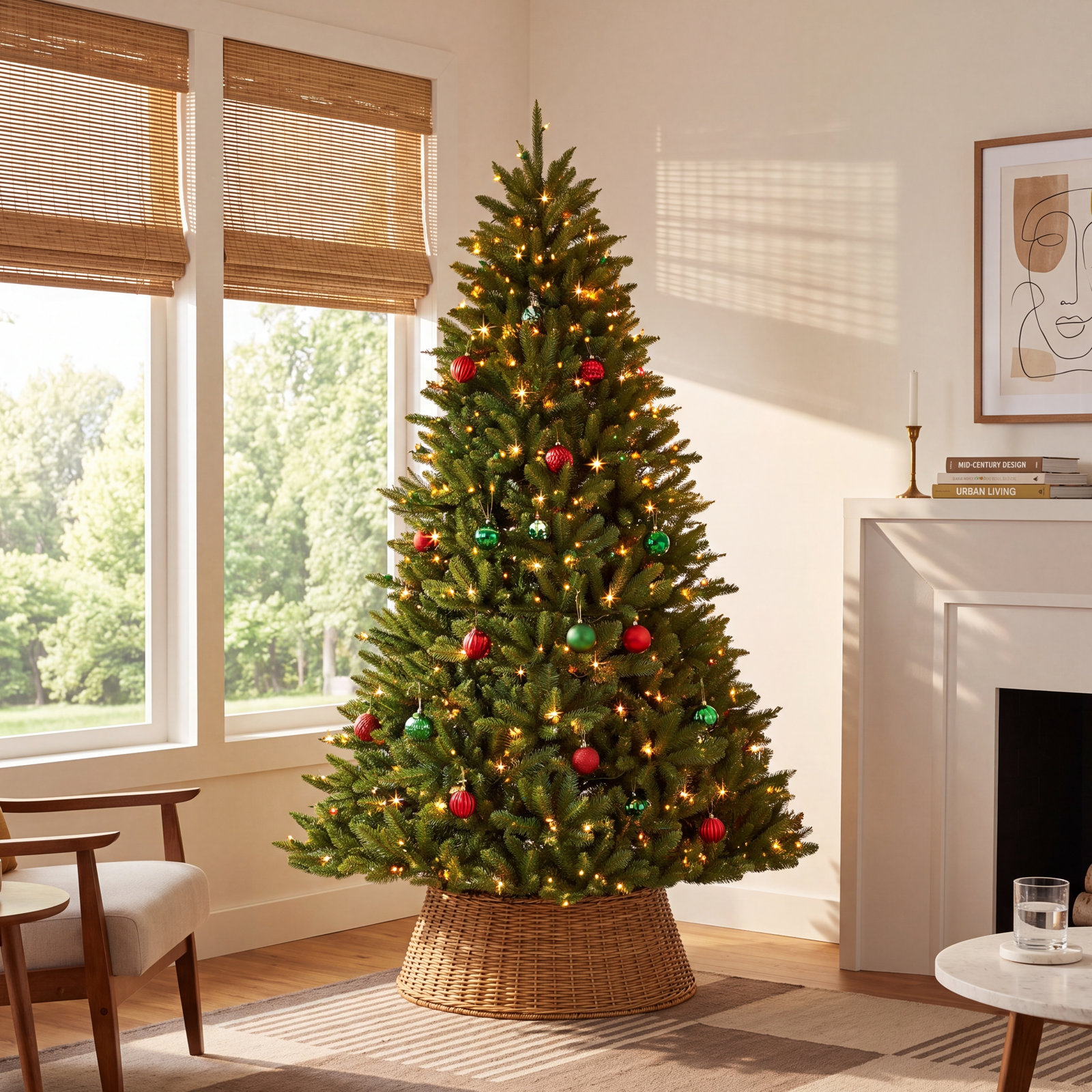 Frosted Pre-Lit Fir Christmas Tree, 6.5' H