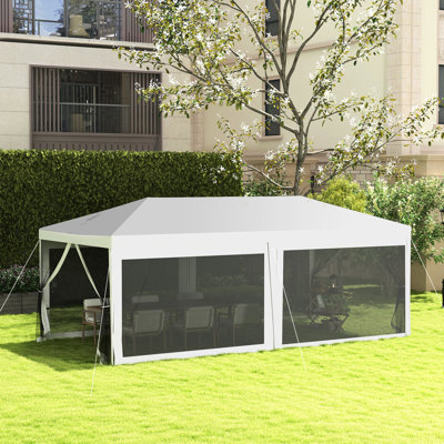 10' X 20' Outdoor Gazebo Tent, Wedding Party Canopy With Sidewalls, Shade Resistance Resistance, Steel Frame, White For Gatherings Canopy, Tent & Gazebo, 6 Removable Side Panels,