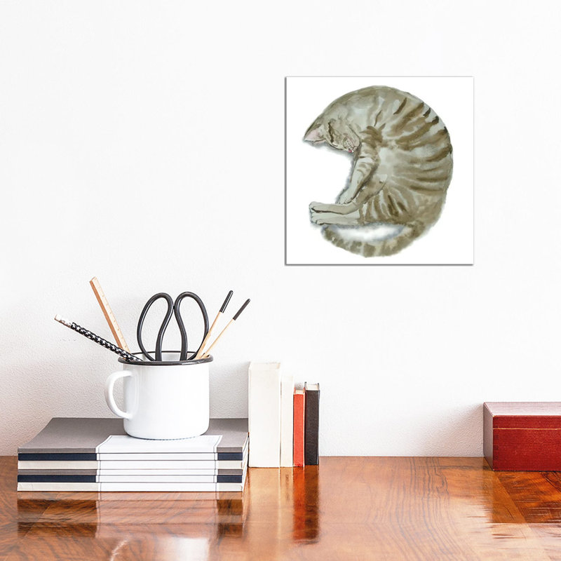 Sleeping Tabby Cat III by Alexey Dmitrievich Shmyrov - Wrapped Canvas Gallery-Wrapped Canvas Giclée, 30.48 cm H x 30.48 cm W