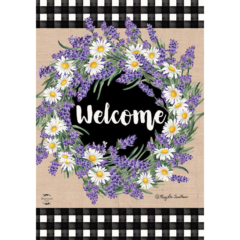 Lavender and Daisies Spring House Flag
