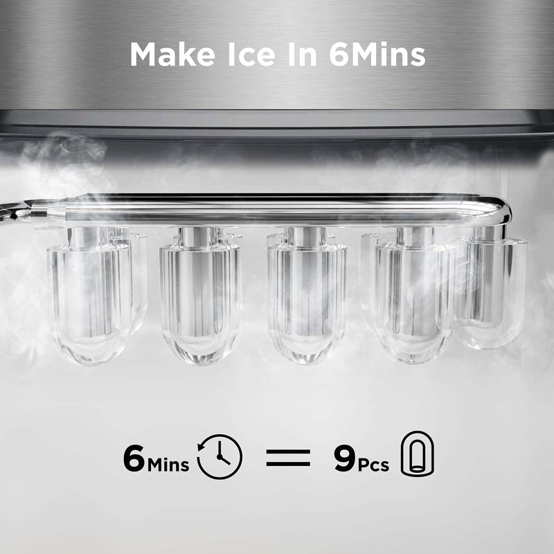Compact 11.8 lb. Daily Production Clear Ice Portable Ice Maker, Silver