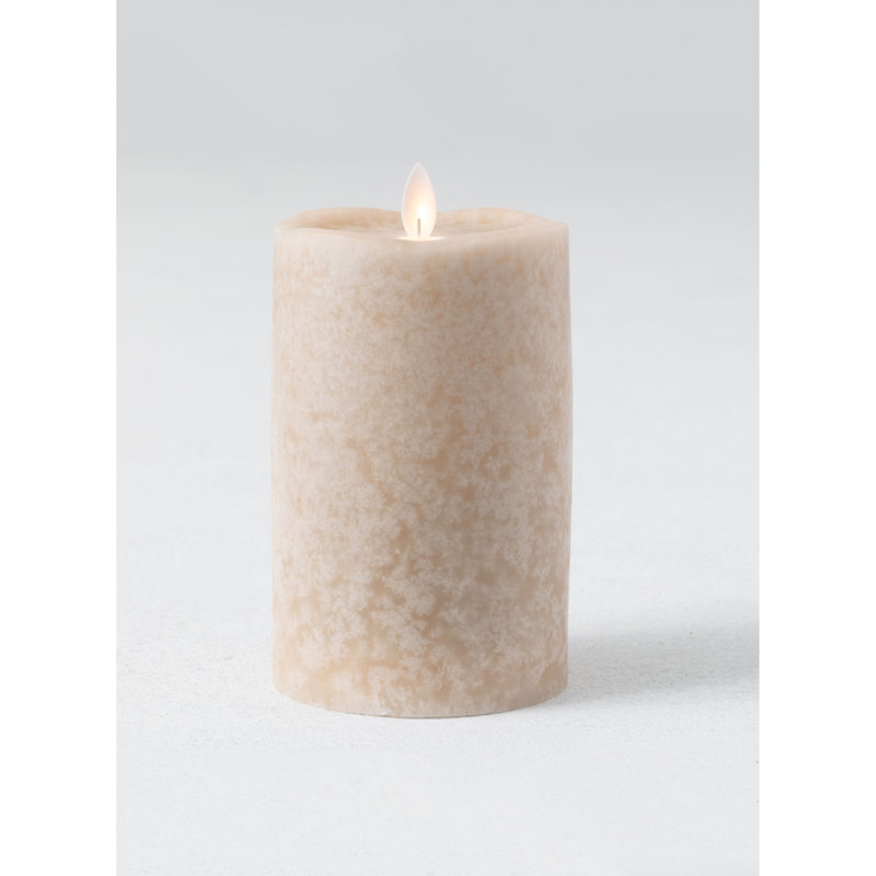 Unscented LED Pillar Candle, 6" H x 3.75" W x 3.75" D, Light Brown