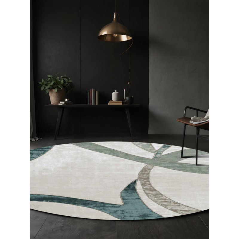 Tapis gris lavable à la machine, Rond 4 pi