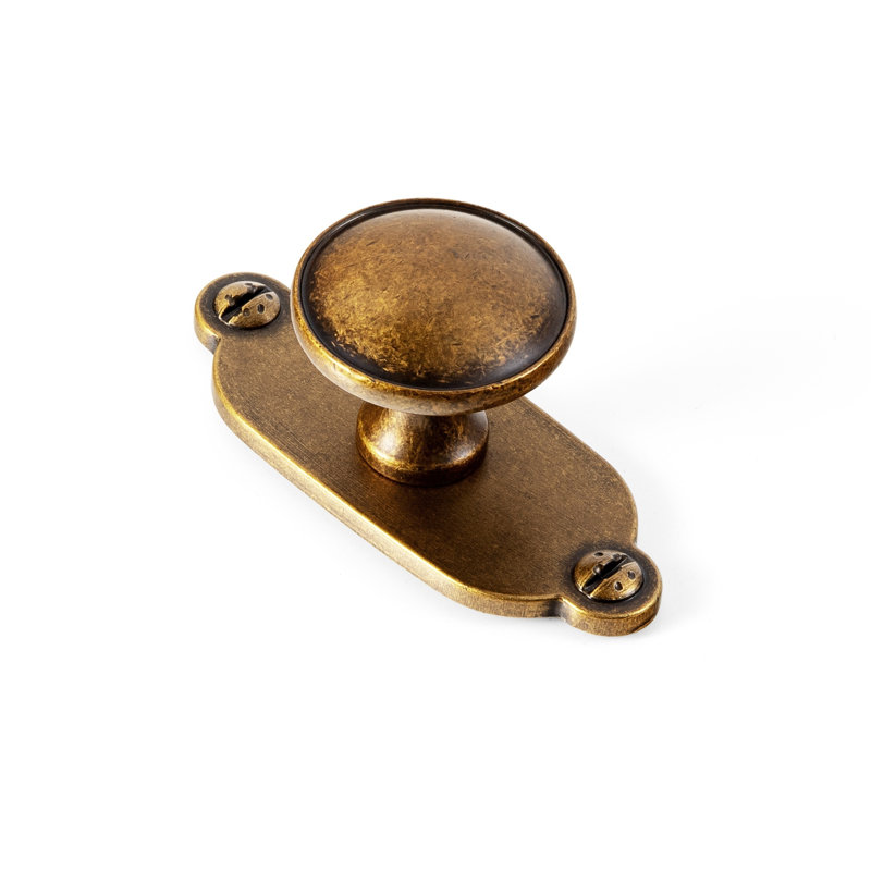 1.3" Diameter Mushroom Knob With Decorative Backplate,Heavy Duty Hardware for Kitchen & Vanity,Refurbishment, Laiton antique