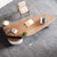 Bureau à 2 tiroirs brun noisette + blanc-uni de forme libre + bois manufacturé + acrylique-2077867438-2077867432