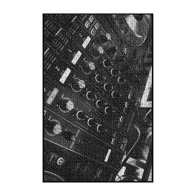Tapis noir à motif de dj, Rectangle 2 pi x 4 pi