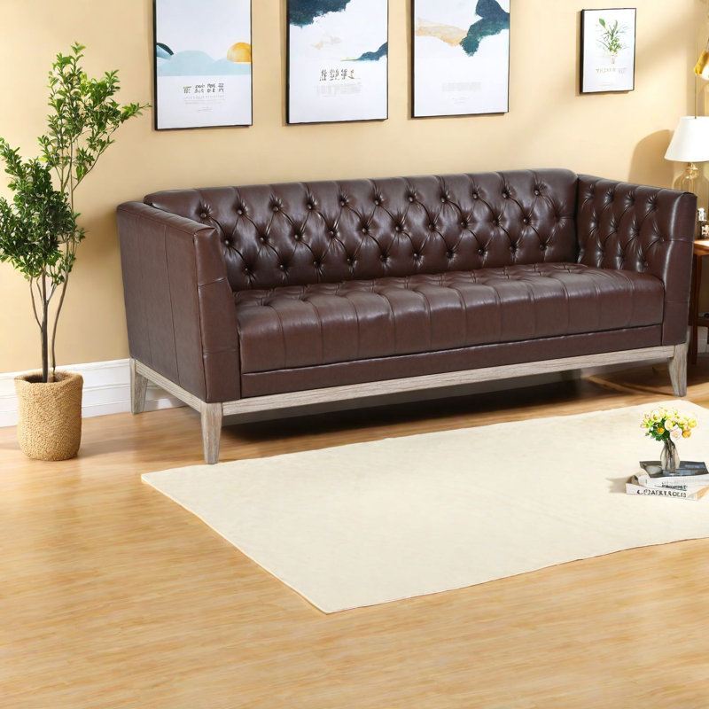 79.1 " Faux Leather Sofa, Brown