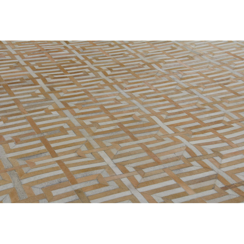 Natural Hide Cowhide Geometric Area Rug, Rectangle 8' x 11'